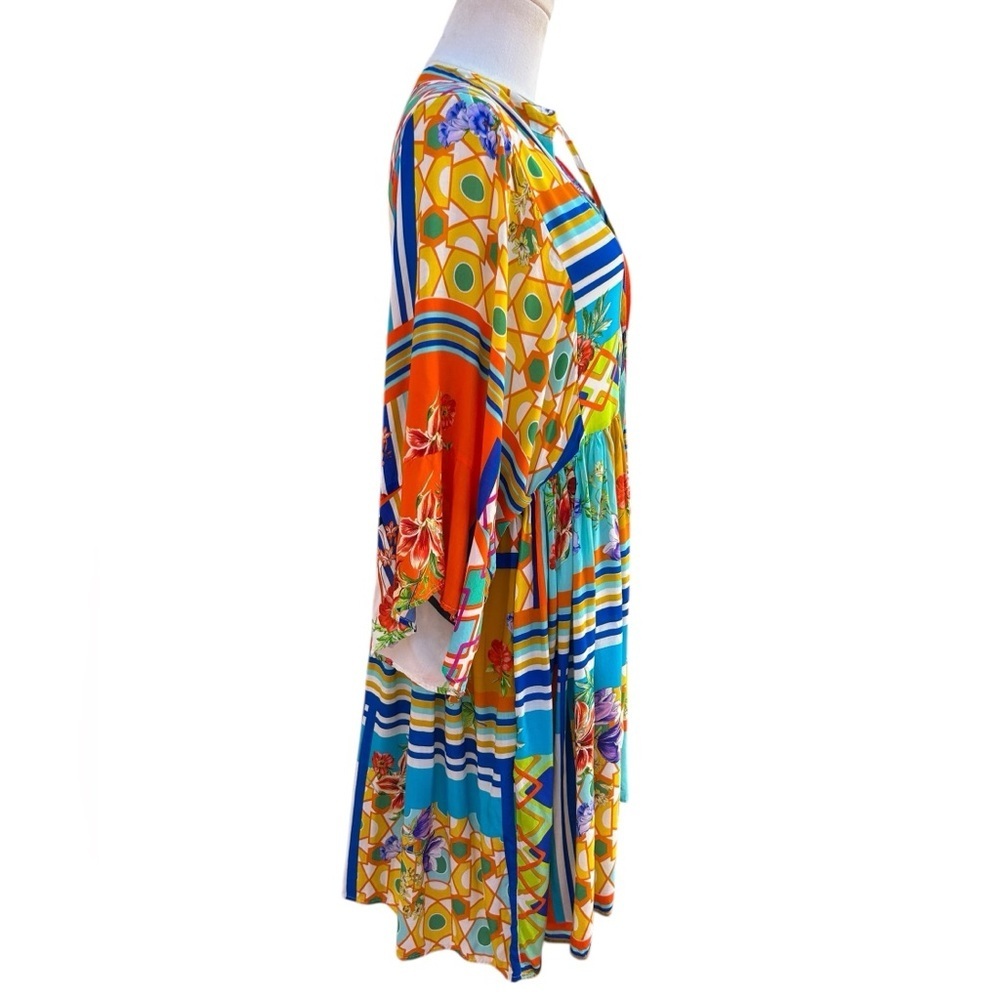 Johnny Was Mixi Short Kaftan Mini Dress Kimono Sleeves Beach Boho Tassels Small - Picture 8 of 14